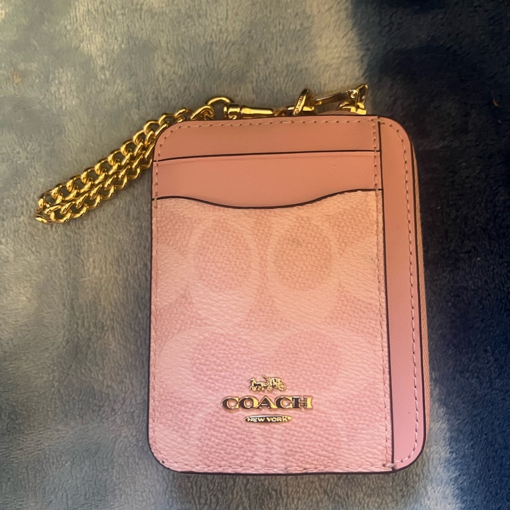 Coach Powder Pink Zip Card Case